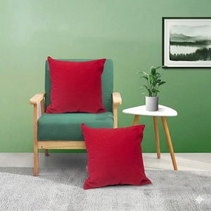 Premium 100% Cotton Woven Cushion Cover – Solid Red Square Pillow Case for Sofa, Home & Hotel Use - Product Image 1