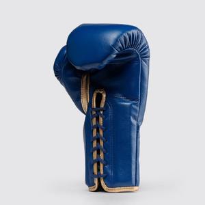 Nuevo modelo Fly Pro Punching Competition Lace Up Guantes de boxeo azul oscuro Precio barato Guantes de boxeo con mosca de cuero de vaca genuino - Product Image 3