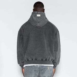 Sudadera con capucha para hombre personalizada Oversize Drop Shoulder Hoodie Blank Pullover Streetwear Heavyweight Cotton Acid Washed Vintage Hoodies - Product Image 4