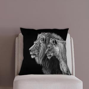 Coussin imprimé couple de lions - Cadeau unique pour la grotte de l'homme ou la Saint-Valentin, 36"x36" - 90x90 cm - Product Image 2
