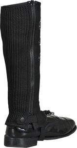 Black Nylon <b>Riding</b> Half <b>Chaps</b> With Horseshoe Embroidery And Zip Closure Elegant <b>Riding</b> Half <b>Chaps</b> Designed for Modern Riders - Product Image 3