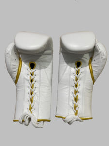 Leather Piping Boxing <b>Gloves</b> White <b>Lace</b> up Boxing Sparring <b>Gloves</b> & Punching <b>Gloves</b> for Training - Product Image 2