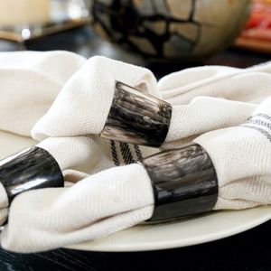 Anneau de serviette rond antique corne de buffle naturelle abat-jour noir et or pour décoration de table de mariage et de fête Style animal - Product Image 2