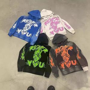 Sweat à capuche sérigraphié personnalisé, coton mélangé, poids lourd 500 g/m², lavage à l'acide, délavé au soleil, rivet court, coupe boxy, sweat à capuche zippé - Product Image 3