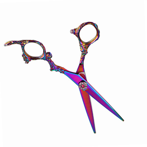 Ciseaux de qualité supérieure arc-en-ciel avec vis réglable Salon de coiffure Ciseaux de beauté élégants Poignée de dragon enduite de couleur Cheveux élégants - Product Image 2