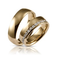Cincin Pernikahan polos, 2mm 3mm 4mm 6mm 8mm Polish selesai pita emas untuk anak perempuan Pria