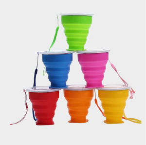 1 taza de silicona plegable portátil de 200ml/240ml con tapa, taza de viaje para exteriores - Product Image 1