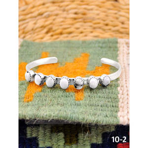 Southwest Handmade White Buffalo & Sterling Silver Fashion Cuff <b>Bracelet</b> - Product Image 5