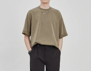 T-shirts amples et surdimensionnés personnalisés pour hommes, couleur unie, nouveau style, col rond, prix de gros, design personnalisé - Product Image 6