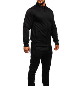 Ensembles de survêtements en polaire technique respirante à la mode pour hommes, à fermeture éclair unie personnalisable, à motif solide - Product Image 3