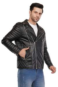 Blouson aviateur en cuir avec col en fourrure de mouton véritable marron hiver vestes en cuir grande taille pour hommes - Product Image 2