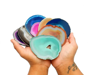 ALIF CRISTAL ET AGATE Cristal de guérison personnalisé tranches d'agate sous-verres teints pierre dalle décoration table sous-verre - Product Image 2