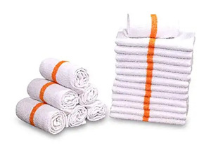 Vadrouilles de bar assorties à rayures centrales sur serviette blanche en coton de qualité supérieure serviettes réutilisables polyvalentes hautement absorbantes - Product Image 5