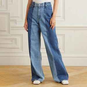 Pantalones vaqueros anchos de retazos lavados de mujer Vintage de moda personalizada de alta calidad - Product Image 3