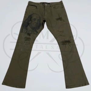 Pantalones de cintura alta ajustados con borlas hasta el tobillo microacampanados, pantalones vaqueros de nueva moda para hombres, diamantes de imitación estampados de industria pesada sublimados - Product Image 4