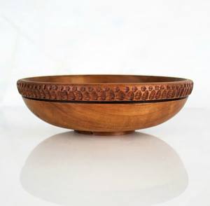 Wholesale Price Mango Wood Striped <b>Serving</b> <b>Bowl</b> Natural Wooden Platter for Fruits <b>Salad</b> or Decorative Use Wooden Kitchenware - Product Image 5
