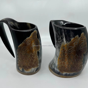 Cuerno de Beber Natural con Base de Hierro, Único y Elegante, para Cerveza y Vino Vikingo - Product Image 2