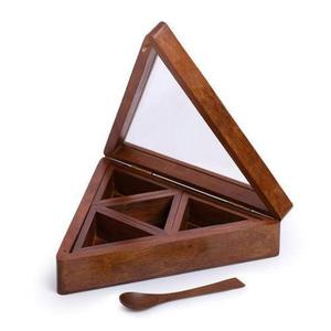 Caja de especias tradicional de madera artesanal Masala Dabba con cuchara de contenedores - Product Image 3