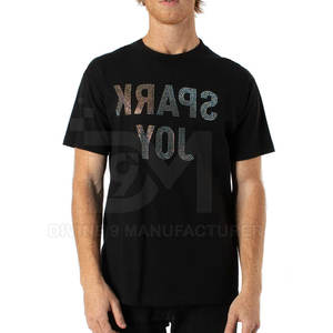 Vente chaude T-shirts pour hommes avec logo personnalisé 100% coton respirant et dernier modèle de conception solide avec strass - Product Image 5