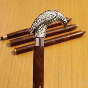 Canne de marche artisanale en bois de rose antique, tête de pigeon marron, embout en caoutchouc, poignée en laiton, légère, art moderne, soin à domicile, nouveauté - Product Image 2