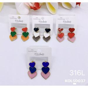 316L Acero inoxidable 585 chapado en oro goteo de aceite pulido joyería moda pendientes colgantes al por mayor - Product Image 1