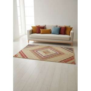 Tapis en jute naturel réversible, tapis tressé à la main, cousu, écologique, durable, tapis rectangulaire en jute chindi - Product Image 1