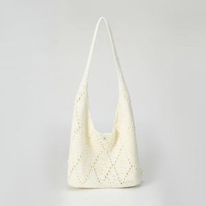 Bolso de Hombro Blanco de Ganchillo Hecho a Mano Personalizable al por Mayor en Oferta, con Adornos Florales para Uso Diario, para Mujer - Product Image 1