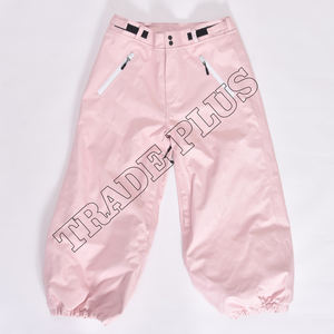 Light Pink Waterproof Snowboard Pants with <b>Belt</b> Adjusters Zipper Pockets Front Fly and <b>Elastic</b> Cuffs for Cold-Weather Riding - Product Image 1