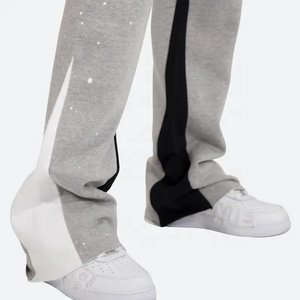 2024 personnalisé hommes polaire France éponge coton pantalons de survêtement poids lourd Patchwork 3D bouffée impression survêtement empilé évasé décontracté hiver - Product Image 6