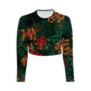 Haut de compression sportif personnalisé à manches longues pour femme, lavé, écologique, séchage rapide, coupe régulière, pour le yoga et le fitness, taille plus - Product Image 1