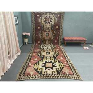 5.7x14.6 ft Turkish <b>Runner</b> <b>Rug</b>, Vintage Brown Southwestern <b>Rug</b> - Product Image 1