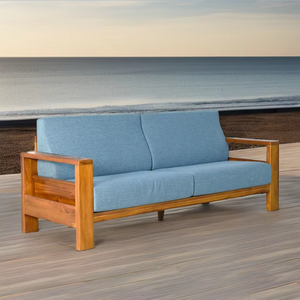 Sofá clásico nórdico de 3 plazas con marco de madera de teca, muebles modulares seccionales para Hotel y sala de estar, conjunto de sofá de jardín de estilo Simple - Product Image 2