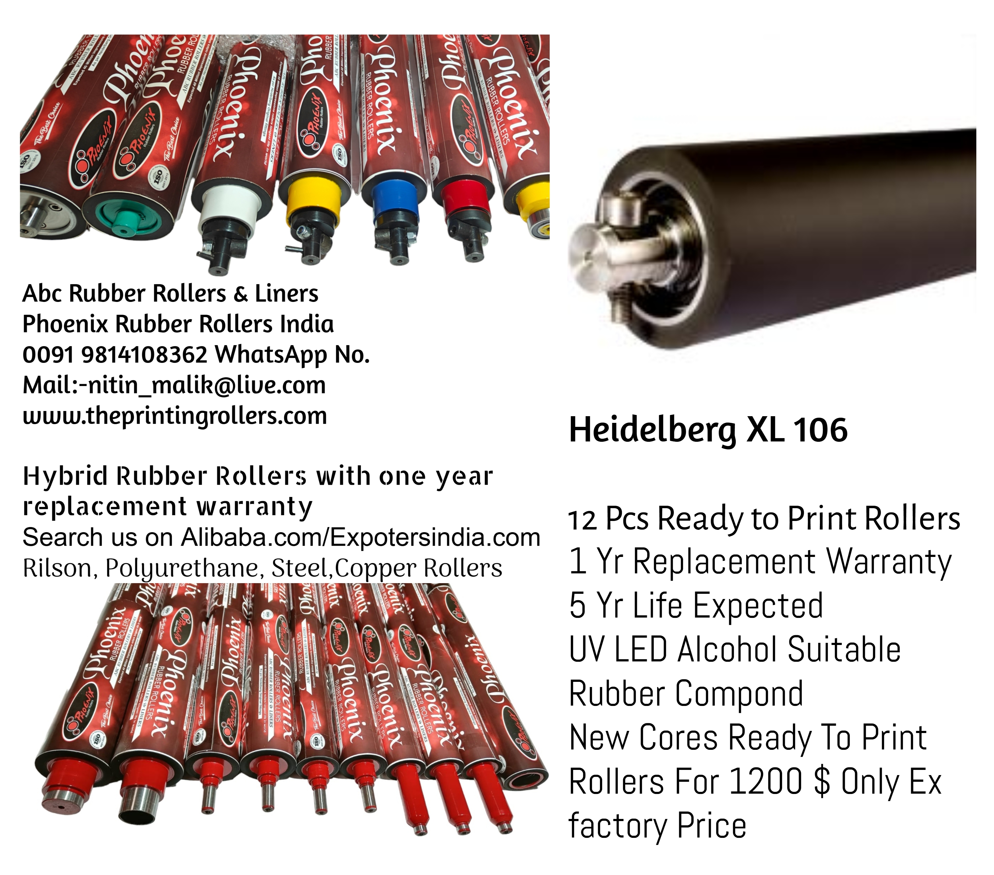 Phoenix Abc MO 45.6mm Dia Rilson Rubber Roller 2026 Hybrid Quality