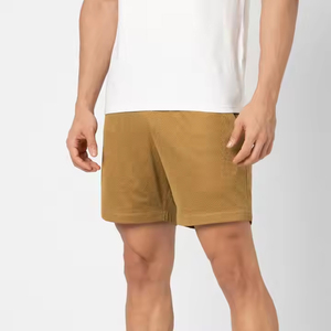 Shorts de bain pour hommes en tissu peigné imprimé personnalisé, séchage rapide, taille haute, avec cordon de serrage et poches - Product Image 6
