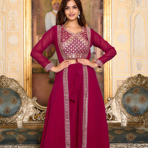 Dernier Designer Faux Georgette Broderie Séquence Travail Palazzo Costume Par FabZone - Product Image 1