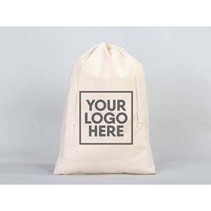 Personalized Cotton <b>Drawstring</b> Bags Custom 12W X 16H Muslin <b>Pouches</b> Screen Printing Embroidery for Clothing Crafts Packaging Wig - Product Image 1