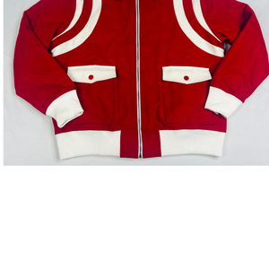 Veste bomber varsity en coton rouge Kapa, tricotée, coupe ajustée, col montant, logo sur le devant, style baseball. - Product Image 5