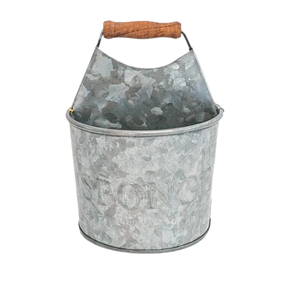 Metal <b>Utensils</b> <b>Holder</b> Traditional Style Galvanized Caddy <b>Holder</b> Galvanized Caddy Metal Cutlery <b>Holder</b> <b>Kitchen</b> Tools - Product Image 2