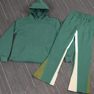 100% coton blanc décontracté luxe sweats à capuche survêtement unisexe polaire broderie en vrac poids lourd plaine hommes à capuche ensembles pantalons de survêtement - Product Image 6