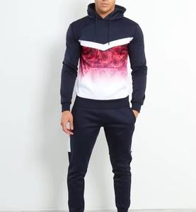 High Quality <b>Men</b> Training Fitness Sports Suit Track Suits Custom Trousers Set Pullover Hoodie With Kangaroo Pocket Block Colour - Product Image 6