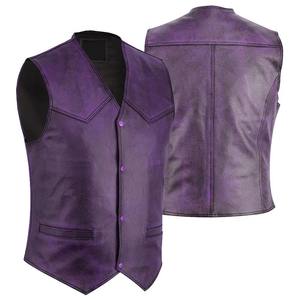 Gilet en cuir de vache pour homme de style occidental, coupe-vent, respirant, sans manches, veste d'équitation d'hiver, fermeture à boutons, motards, cow-boys - Product Image 1