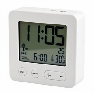 Justaminute Digital Alarm <b>Clock</b> White With Backlight And Radio Control 1 Alarm Battery Powered - Product Image 1
