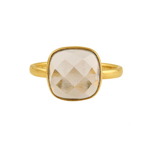 12mm Clear Crystal <b>Quartz</b> Bezel 925 Sterling Silver Dainty Cushion Checker Cut <b>Ring</b> 18K Gold Plated Trendy Fine Jewelry Gifts - Product Image 1