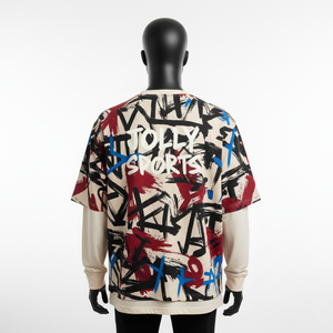 Camiseta 100% algodón para hombre, corte holgado, estampada, de doble capa, manga larga, estilo nuevo, camiseta de doble manga personalizada. - Product Image 2