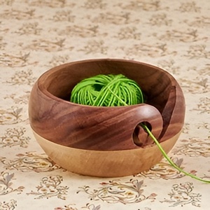Elegante Tazón para Hilos de Madera de Mango, Diseño Único, Tazón de Madera Grande para Guardar Hilos, para Tejer y Decorar - Product Image 6