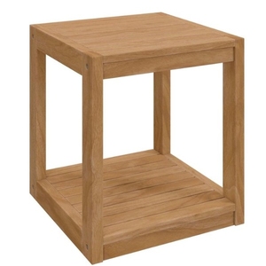 mesa auxiliar de madera de teca hecha a mano para jardín exterior - Product Image 3