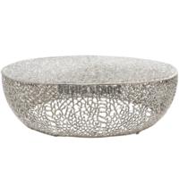 Mesa de Centro de Aluminio de Diseño Nórdico de Lujo Moderno, Diseño Coral, Móvil, Fácil de Limpiar, Muebles de Metal Plateado para Sala de Estar, Nuevo