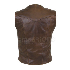 Chaleco de piel de vaca para motorista, con cordones laterales, estilo clásico Vintage, de cuero - Product Image 2