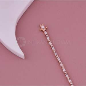 Baguette élégante et bracelet de tennis en diamant rond cultivé en laboratoire en or massif 10K 14K 18K Bracelet en diamant ligne cadeau pour elle - Product Image 1