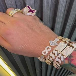 VVS Moissanite Diamond Hip Hop Iced Cross Infinity Cuban Link para pulsera Anillos de Diamantes Rojos hechos a mano en la India - Product Image 2